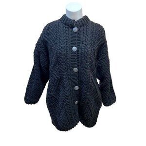 Chunky Knit Coatigan  with Pockets Handmade Cottagecore Grandmacore